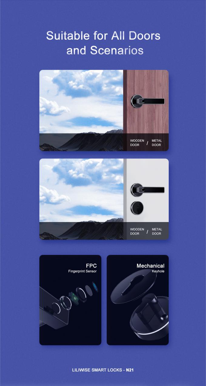 ล็อคประตูอัจฉริยะ Bluetooth สีดำเรียบง่ายลายนิ้วมือบลูทู ธ รีโมทคอนโทรล 1