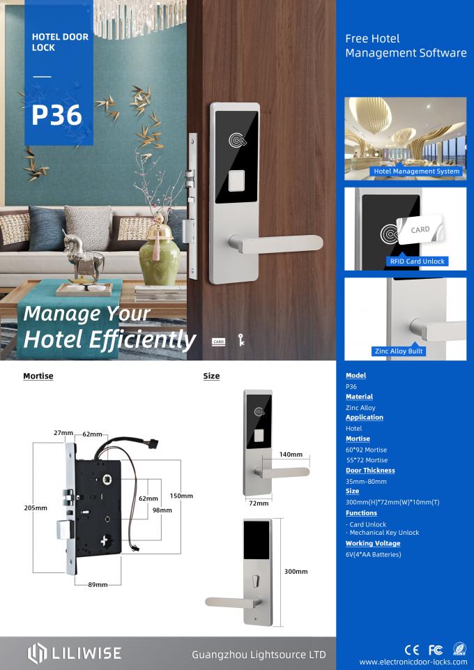 RFID Swipe Key Card Reader ล็อคประตูโรงแรม / ล็อคแม่เหล็กอิเล็กทรอนิกส์ 0