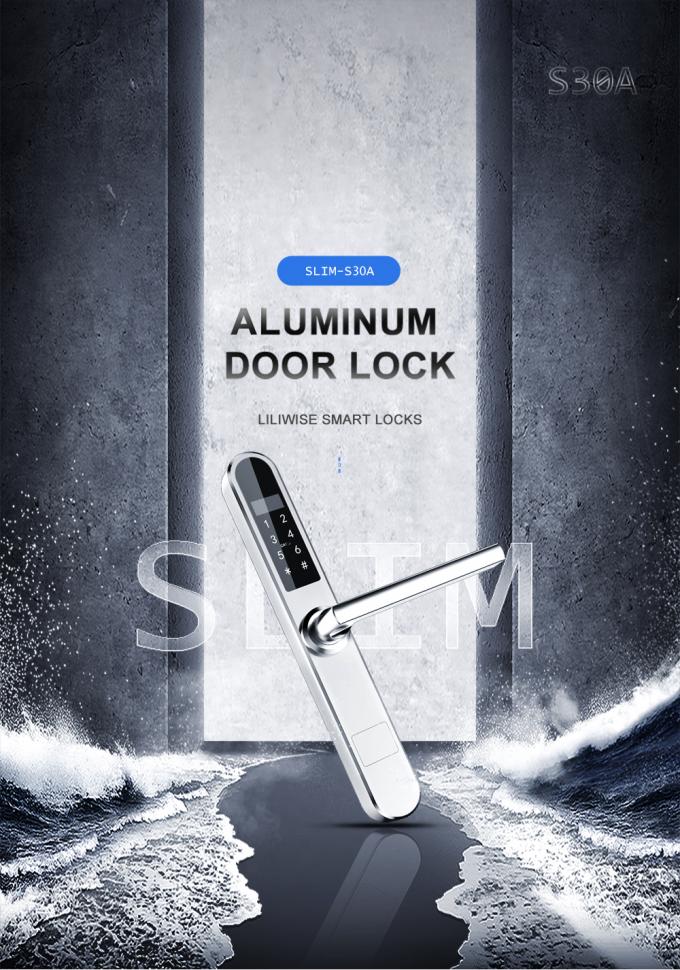 ล็อคประตูอลูมิเนียมอัจฉริยะล็อคกุญแจโรงแรมอลูมิเนียมสีดำ 0