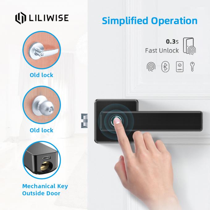 Liliwise Biometric ลายนิ้วมือล็อคประตู WiFi บลูทู ธ APP ความปลอดภัยสูง 0