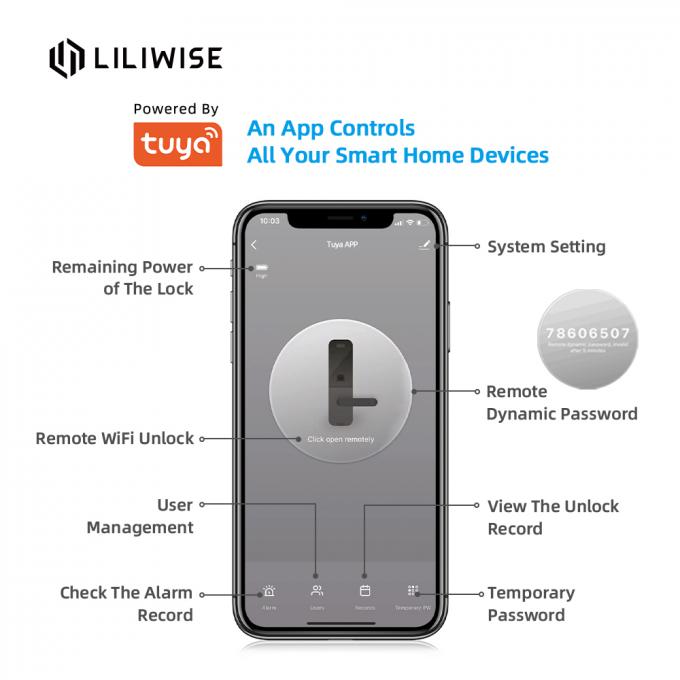 Tuya WiFi App บลูทู ธ ล็อคประตู Biometric ลายนิ้วมือมือจับประตูดิจิตอล Keyless ล็อคประตูสมาร์ท 1