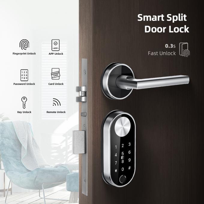 รหัสมาตรฐานยุโรปล็อคประตูแบบแยกส่วน Biometric ลายนิ้วมือไร้สาย Modern Home Bluetooth 0