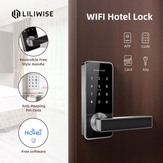 ล็อคประตูโรงแรม RFID Wifi มือจับประตูอิเล็กทรอนิกส์ระบบล็อคประตูโรงแรมแบบสมาร์ท 3