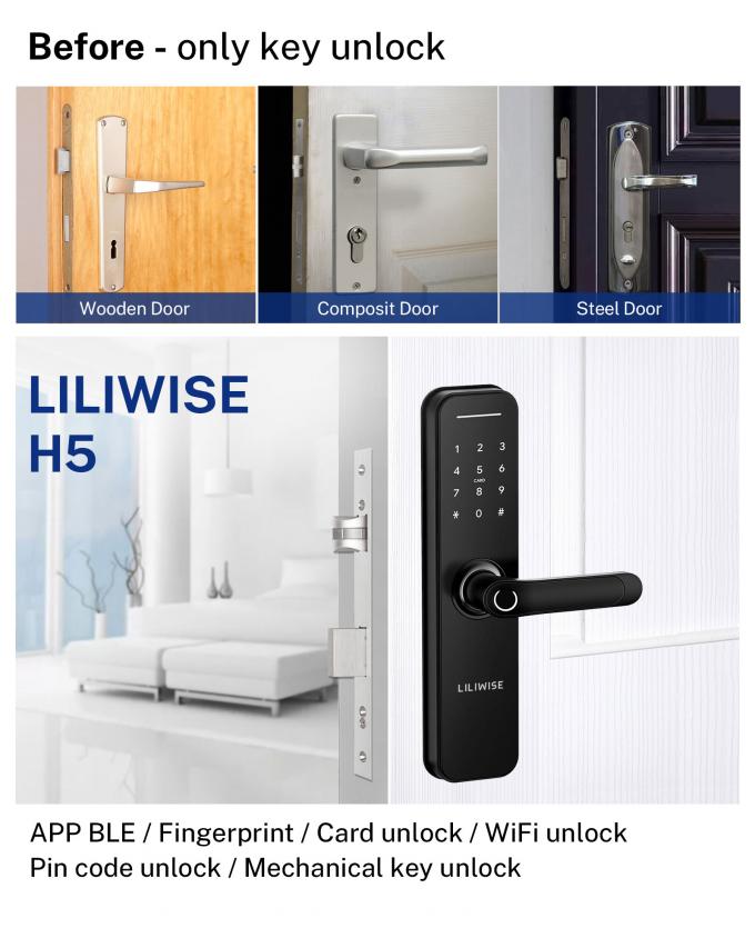 OEM รีโมทคอนโทรล Smart Lock Home Security ลายนิ้วมือ Biometric ประตูล็อค 4