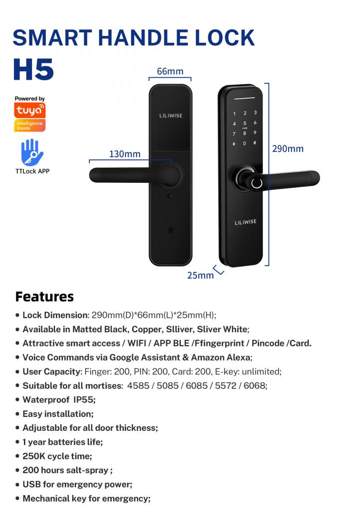 OEM รีโมทคอนโทรล Smart Lock Home Security ลายนิ้วมือ Biometric ประตูล็อค 10