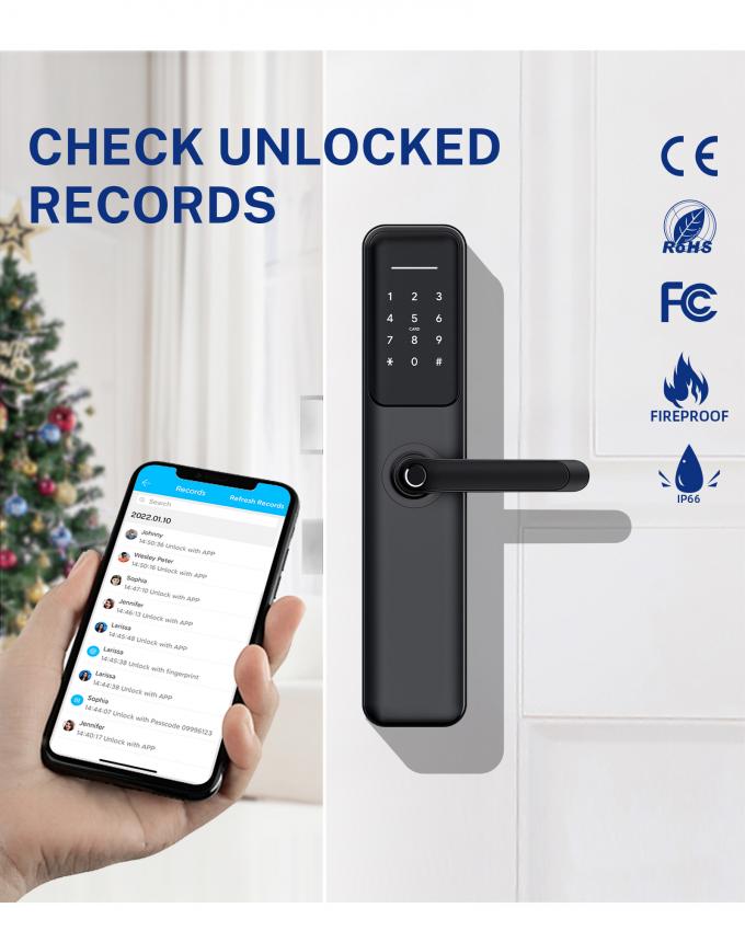 Tuya WiFi Smart Electric Digital Door Lock ล็อคประตูลายนิ้วมือกันน้ำ 2