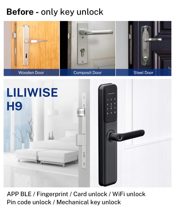 Tuya WiFi Smart Electric Digital Door Lock ล็อคประตูลายนิ้วมือกันน้ำ 4