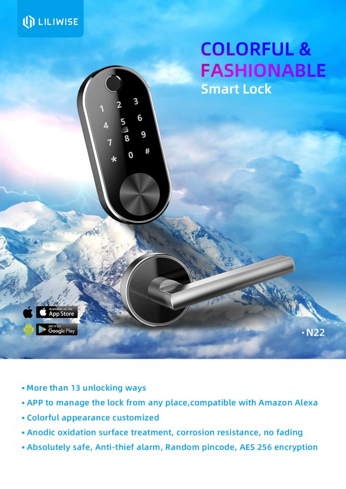 มือถือ Wifi Kepad ล็อคประตูด้วยลายนิ้วมือ 4 * 1.5V แบตเตอรี่ AAA มาตรฐานอเมริกัน 0