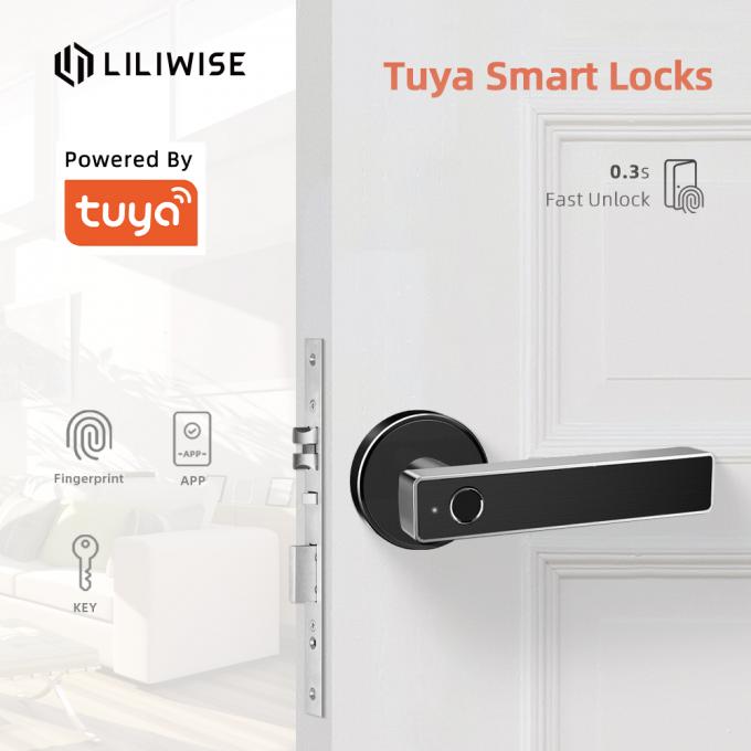 Tuya WiFi App บลูทู ธ ล็อคประตู Biometric ลายนิ้วมือมือจับประตูดิจิตอล Keyless ล็อคประตูสมาร์ท 0