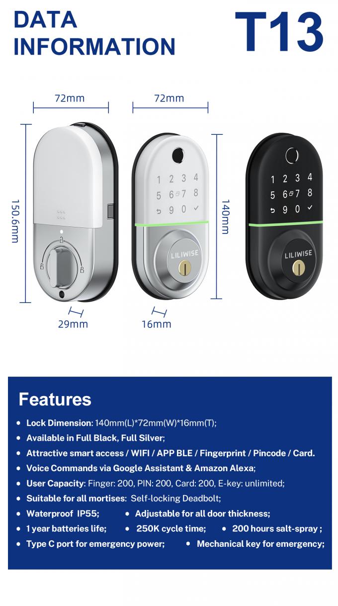 Inteligente Bluetooth Digital Door Lock สำหรับโรงแรมอพาร์ทเมนท์ 6