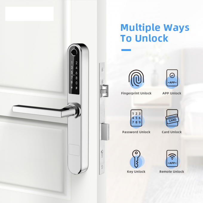 ประตูบานเลื่อนบางเฉียบสมาร์ทล็อค Bluetooth FPC ลายนิ้วมือ เชิงกล คีย์ 0