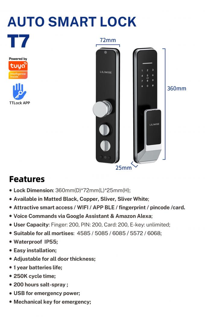 Liliwise Security Digital Doorbell Tuya Wifi Smart Fingerprint Lock Face Recognition Camera กล้องจับหน้า กล้องจับประตู กล้องจับประตู 26
