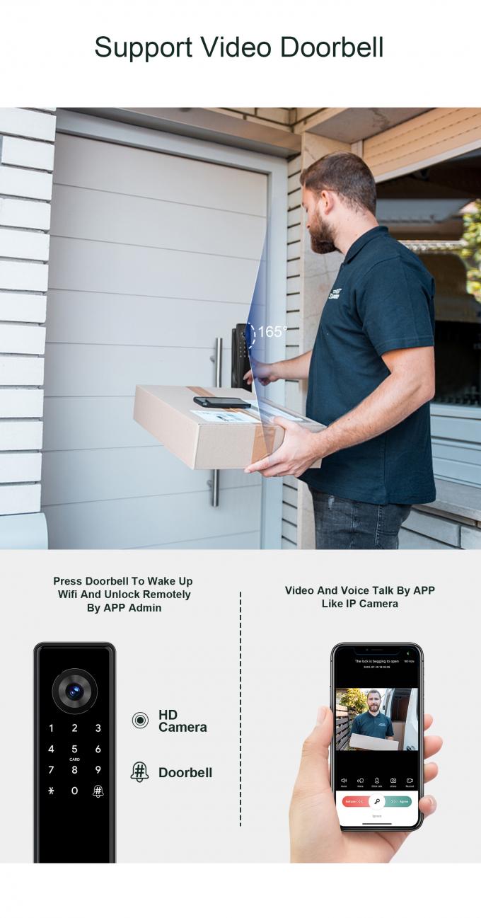 Liliwise Tuya Ttlock Automatic Biometric Lock Rfid Card Wifi App Ble Fingerprint Smart Door Lock With Camera 10