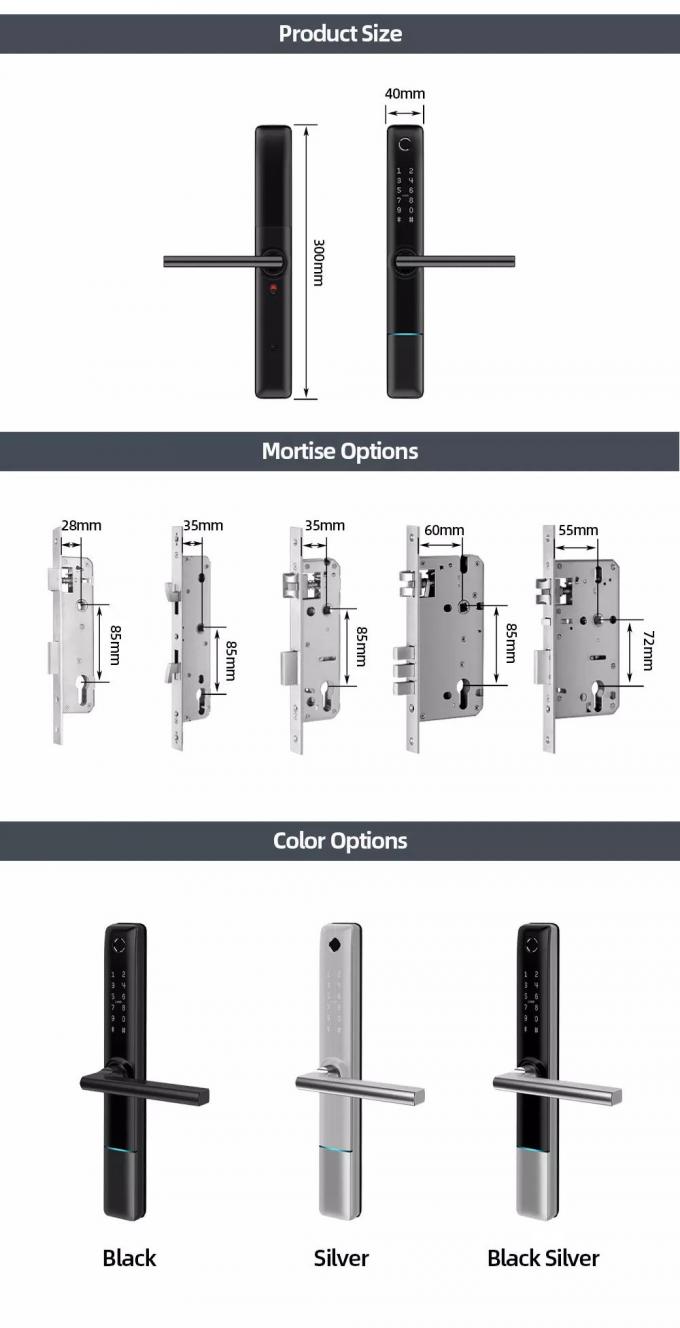 Liliwise กันน้ํา Tuya APP WiFi BLE ล็อคลายนิ้วมือสมาร์ท ล็อคประตูสลิมล็อคสําหรับโปรไฟล์แคบ ประตูอลูมิเนียม ประตูไม้ 5