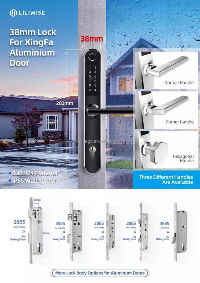 Liliwise Security Electronic Fingerprint Smart Digital Door Lock Outdoor Use Slim Aluminum Fingerprint Door Lock with APP 2