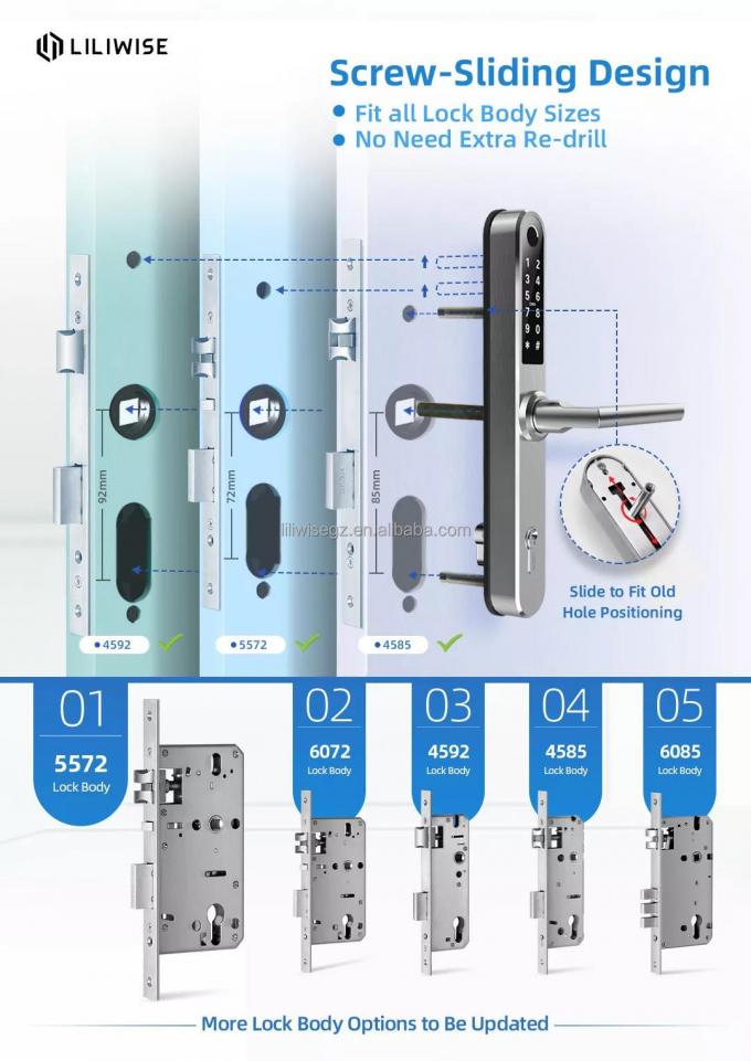 Liliwise Security Electronic Fingerprint Smart Digital Door Lock Outdoor Use Slim Aluminum Fingerprint Door Lock with APP 3