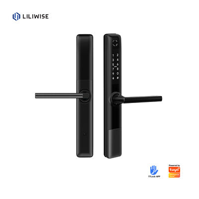 Liliwise กันน้ํา Tuya APP WiFi BLE ล็อคลายนิ้วมือสมาร์ท ล็อคประตูสลิมล็อคสําหรับโปรไฟล์แคบ ประตูอลูมิเนียม ประตูไม้