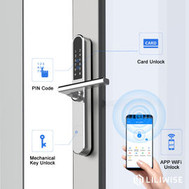 WiFi APP Access บลูทู ธ ล็อคประตูล็อคประตูลายนิ้วมือ 38 มม. กว้างบางแผงสีเงิน